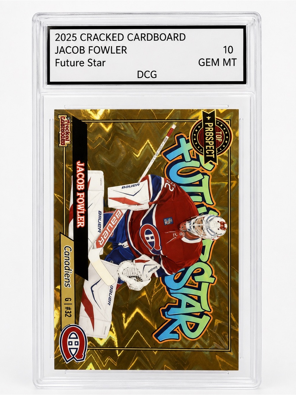 Jacob Fowler 2025 Cracked Cardboard Future Star Hockey Card - Gold